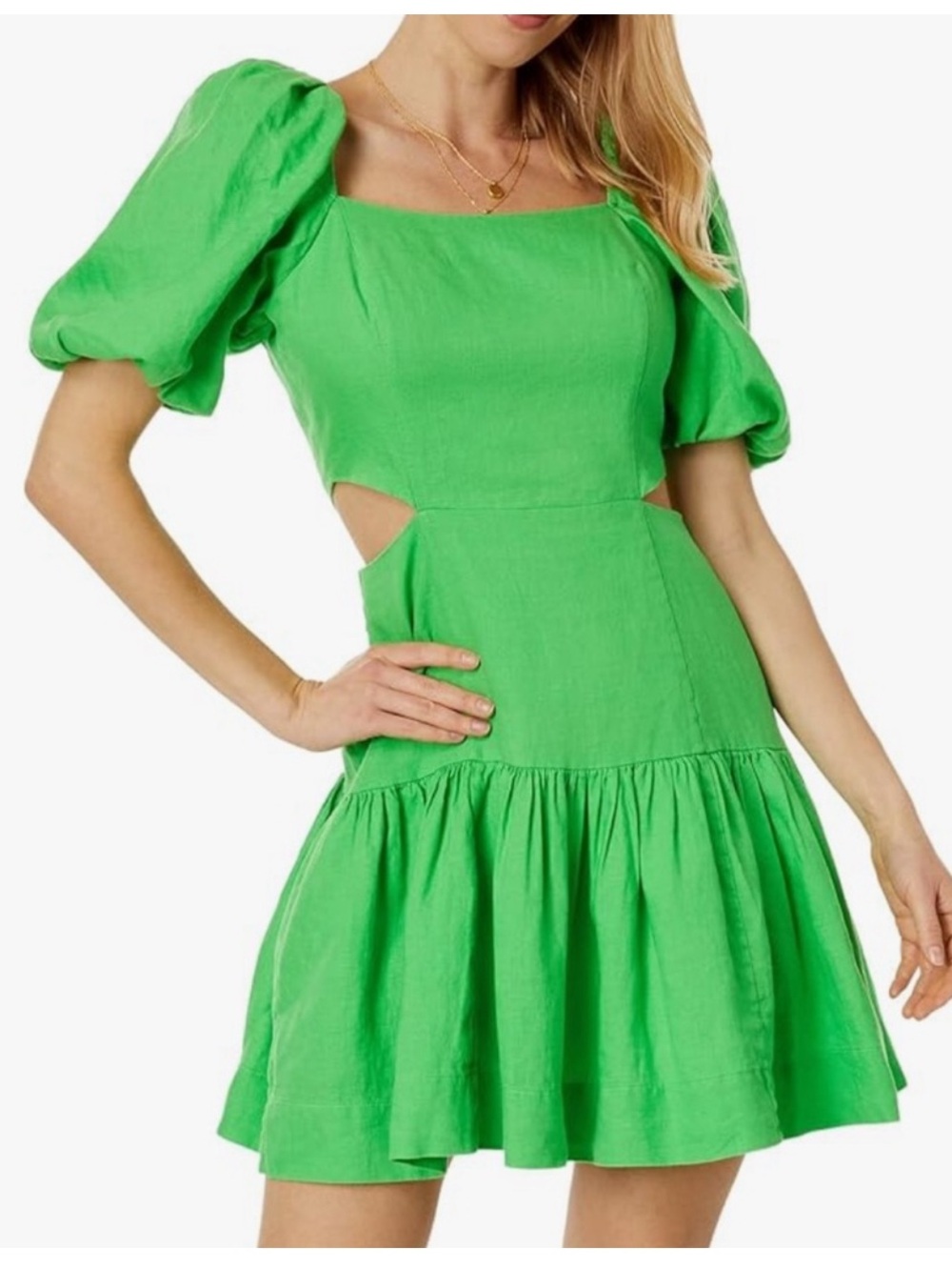 NWT Lilly Pulitzer Kylanne Elbow Sleeve Linen Mini Dress in Gecko Green